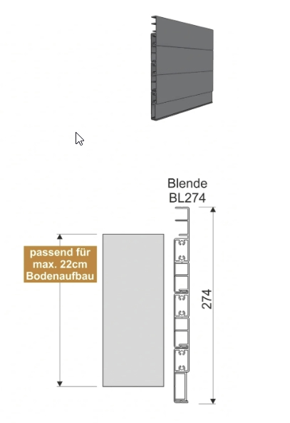 m  Bodenblende Stecksystem BL274 274x20x1,5 (L=6m)  – Alu blank Optimal für max. 22 cm Bodenaufbau