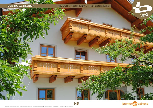 Holzbalkon H300 GGH, Profil 140x20, Eiche – Brenter Balkone Katalog Seite 5