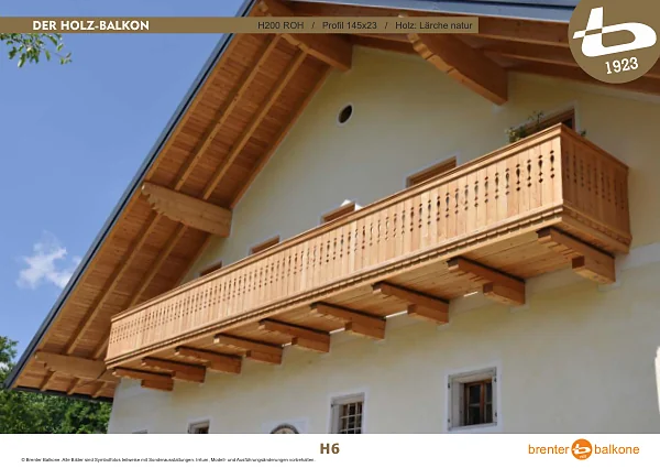 Holzbalkon H200 ROH, Profil 145x23, Lärche natur – Brenter Balkone Katalog Seite 6