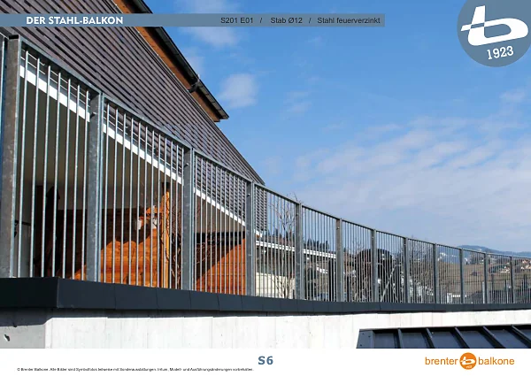Stahlbalkon S201 E01, Stab Ø12, feuerverzinkt – Brenter Balkone Katalog Seite 6